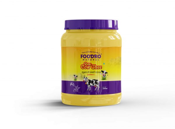 Foodro Natural Cow Ghee Bottle Label Design