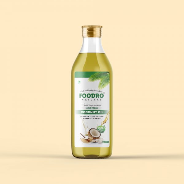 Foodro Coconut Oil Bottle Label Design