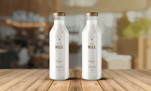 glass bottle milk package design
